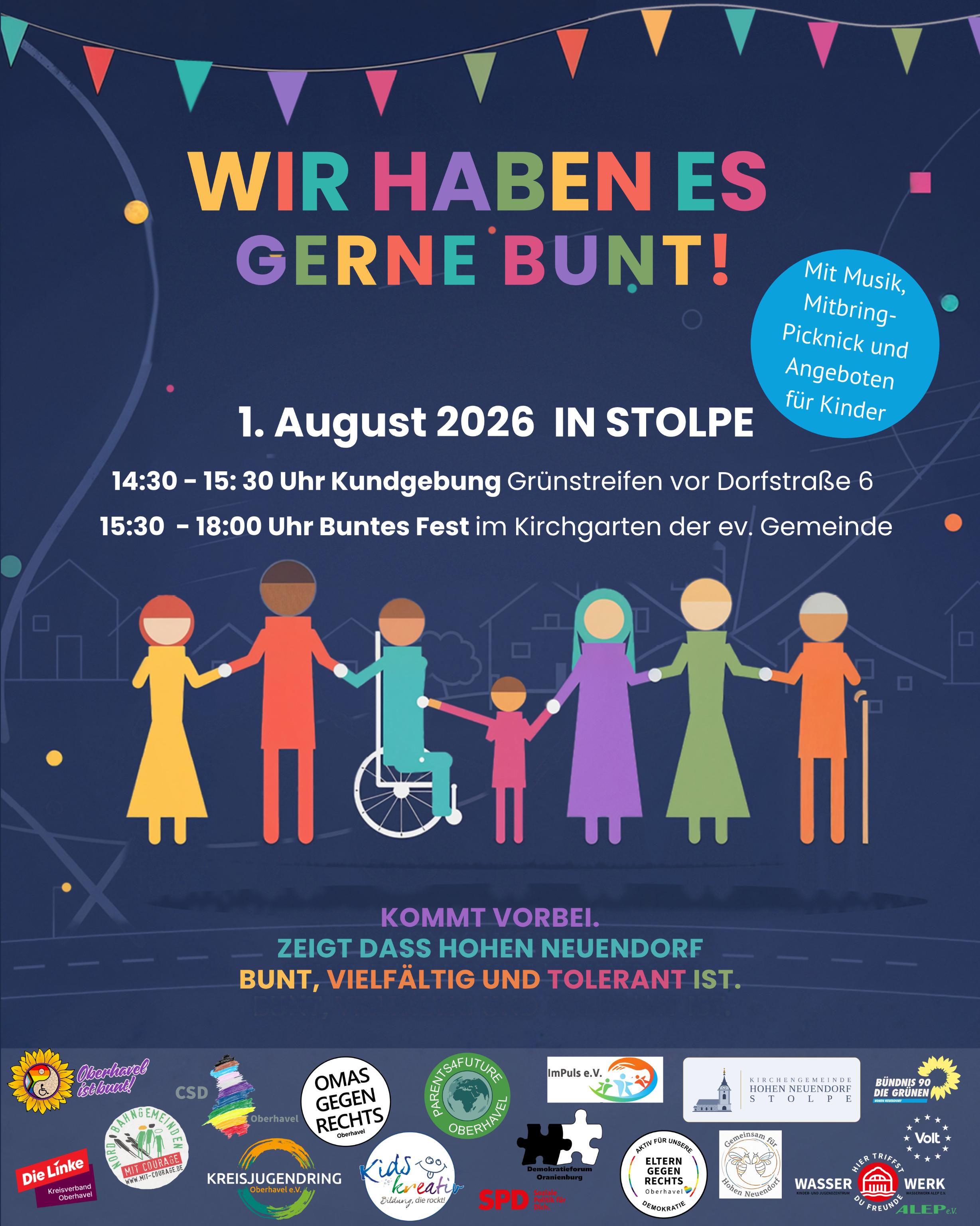 Kundgebung und Buntes Fest "Wir haben es gerne bunt"